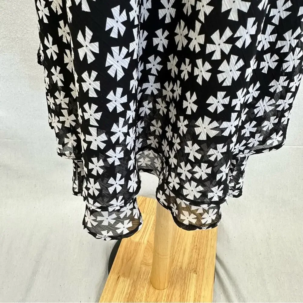 Vintage Y2k Soft Works Petites black & white  layered knee length skirt size 2‎